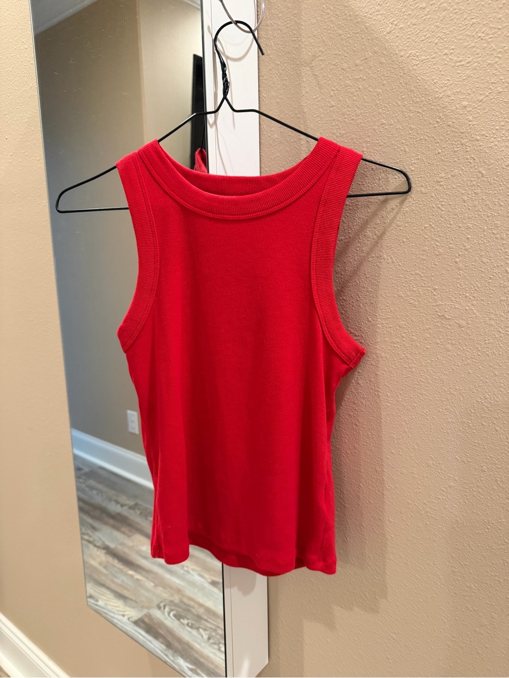 Old Navy Bright Red Ribbed Tank Top
